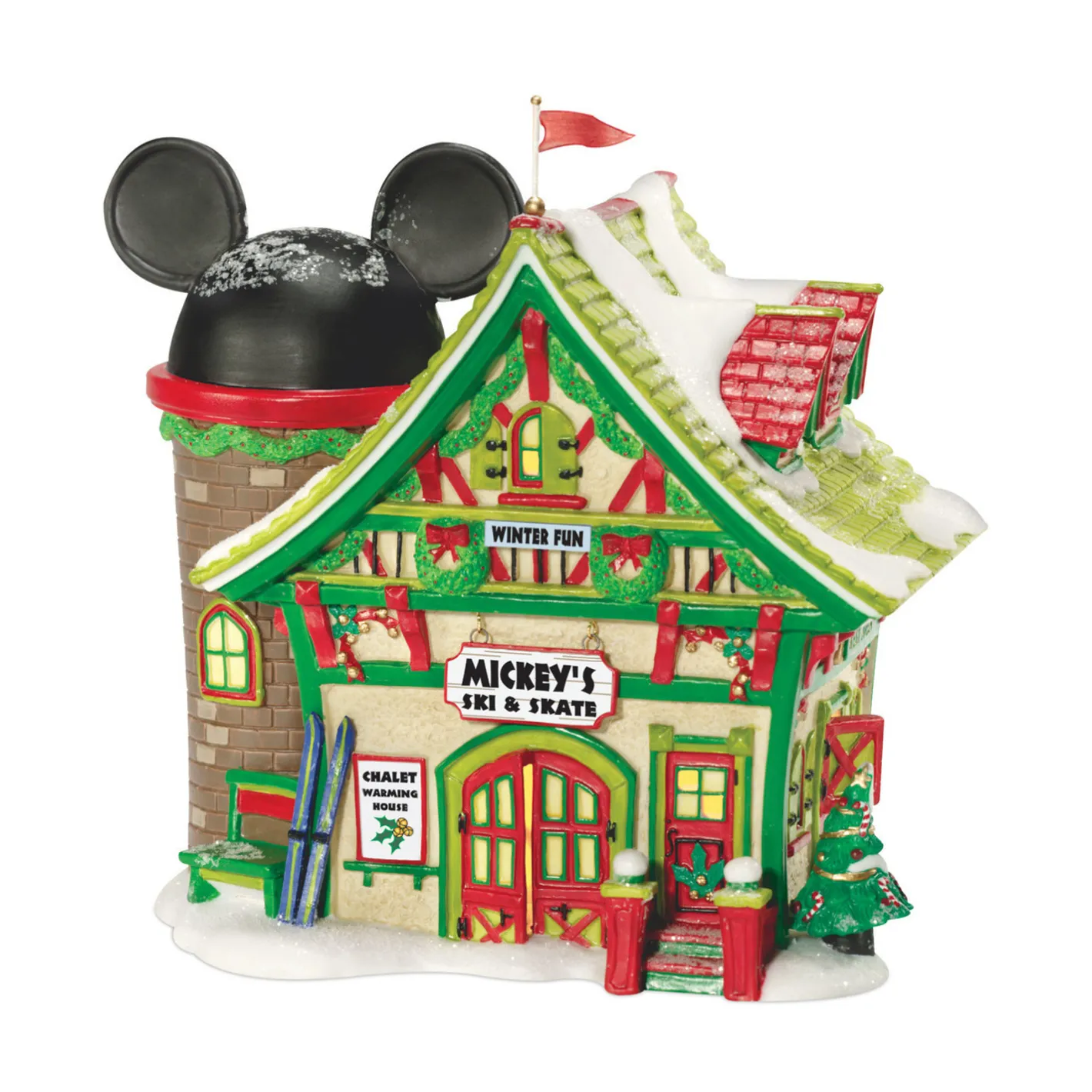 Department 56 Disney Christmas Village Mickey's Ski and Skate Building 811263 Clearance