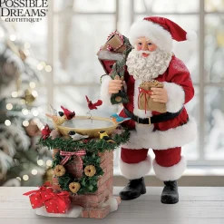 Department 56 Possible Dreams Santa Bird Bath Figure 6016498 Clearance