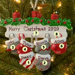 Polar X Family Personalized Christmas Ornament with 6 Mittens Best