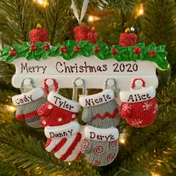 Polar X Family Personalized Christmas Ornament with 6 Mittens Best