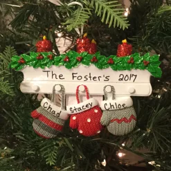 Polar X Family Personalized Christmas Ornament with 3 Mittens Outlet