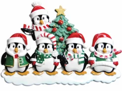 Polar X Family Personalized Christmas Ornament with 5 Penguins Outlet