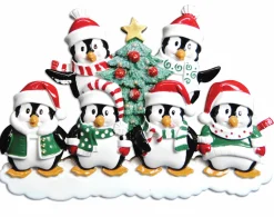 Polar X Family Personalized Christmas Ornament with 6 Penguins Sale