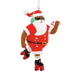 Hallmark 3.5" African American Mahogany Roller Skating Santa Christmas Ornament 1HDA1583 Sale