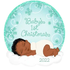 Hallmark 3" African American Mahogany Baby's First Christmas Dated 2022 Ornament 1HDA1588 Clearance