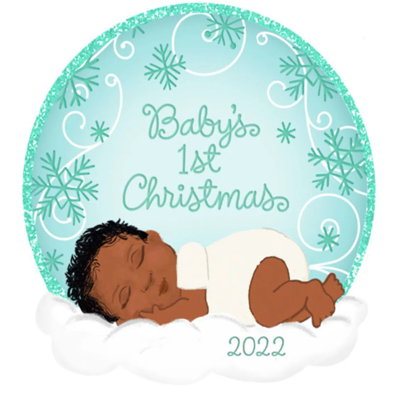 Hallmark 3" African American Mahogany Baby's First Christmas Dated 2022 Ornament 1HDA1588 Clearance