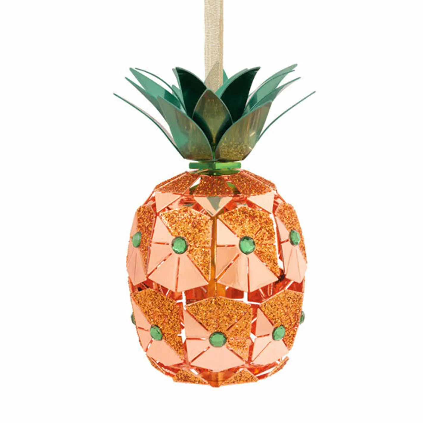 Hallmark 4" Copper and Green Faceted Pineapple Christmas Ornament 1HDL2146 Best