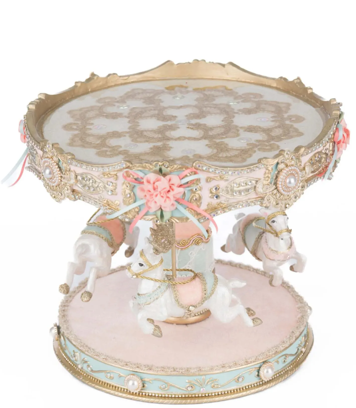 Katherines Collection Katherine's Collection 11.5" Joyeux Noel Carousel Cake Plate Christmas Decoration 28-528851
