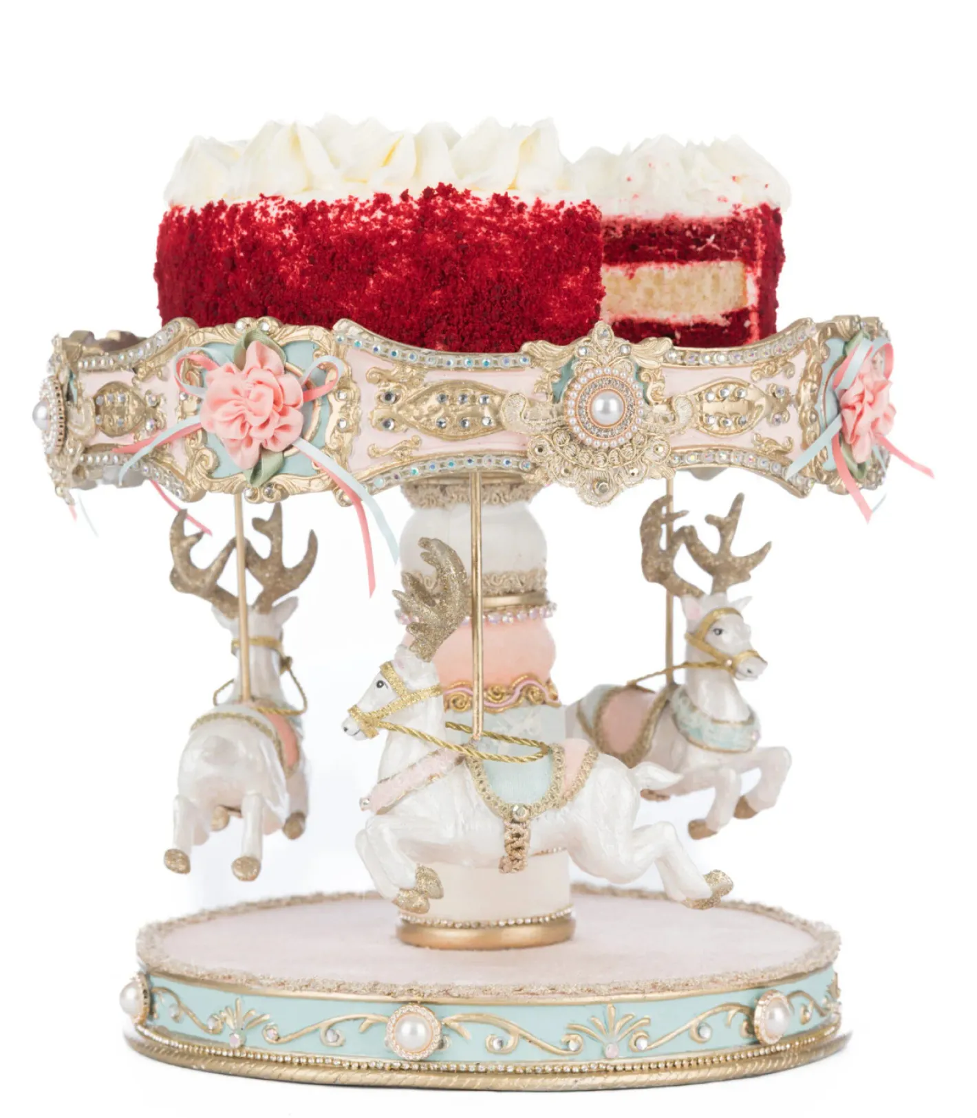 Katherines Collection Katherine's Collection 11.5" Joyeux Noel Carousel Cake Plate Christmas Decoration 28-528851