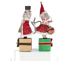 Katherines Collection Katherine's Collection 16.5" Set of 2 Royal Christmas Ball Mouse Stocking Holders 28-528803 Clearance