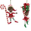 Kurt Adler 3.3" African American Elf with Candy Cane or Gift Box TD1820