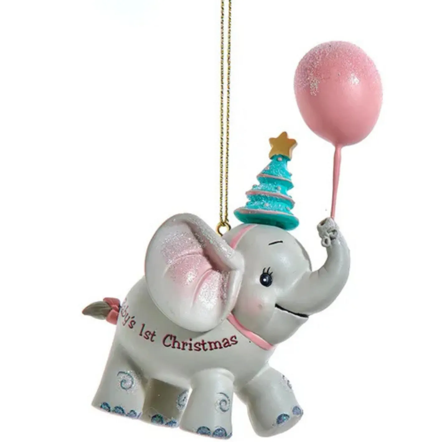 Kurt Adler 4.5" Baby's 1st Christmas Elephant With Balloon Christmas Ornament TD1794 Best