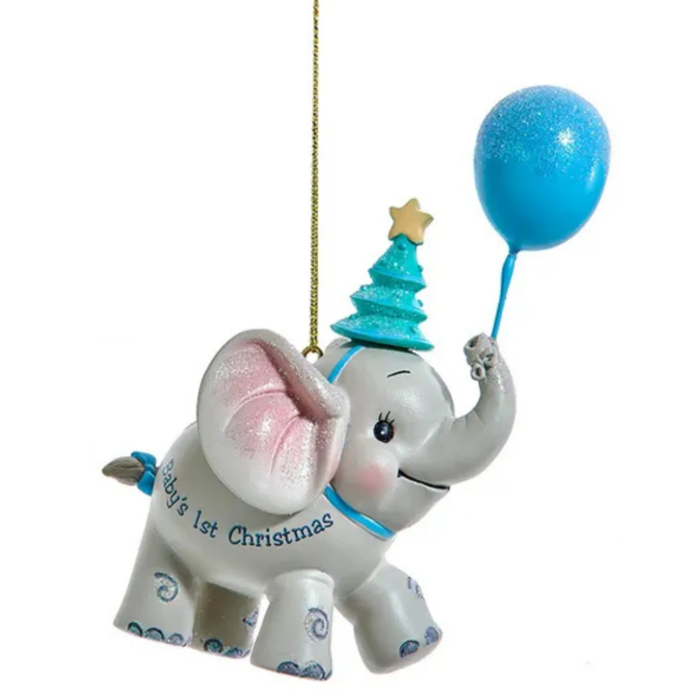 Kurt Adler 4.5" Baby's 1st Christmas Elephant With Balloon Christmas Ornament TD1794 Best
