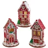 Kurt Adler 8.5" Battery Operated Lighted Red and White Gingerbread Houses GBJ0037 Hot