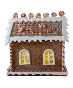 Kurt Adler 8" Battery Operated LED Lighted Gingerbread Lollipop Shop JEL1416 Outlet