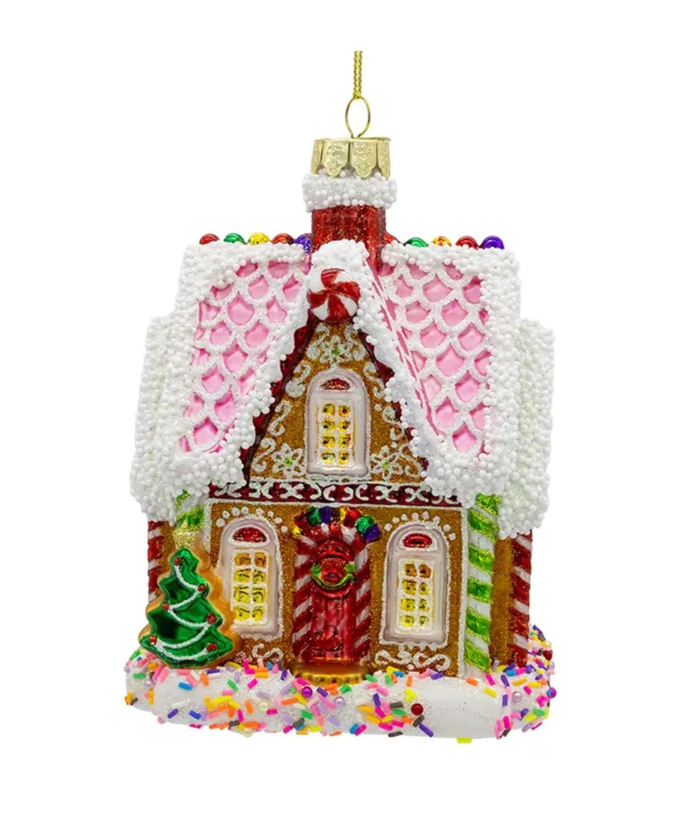 Kurt Adler 5.75" Bellissimo Gingerbread House Glass Christmas Ornament BELL0047 Sale