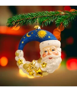 Kurt Adler 5" Bellissimo Moon Santa Glass Christmas Ornament BELL0036 Sale