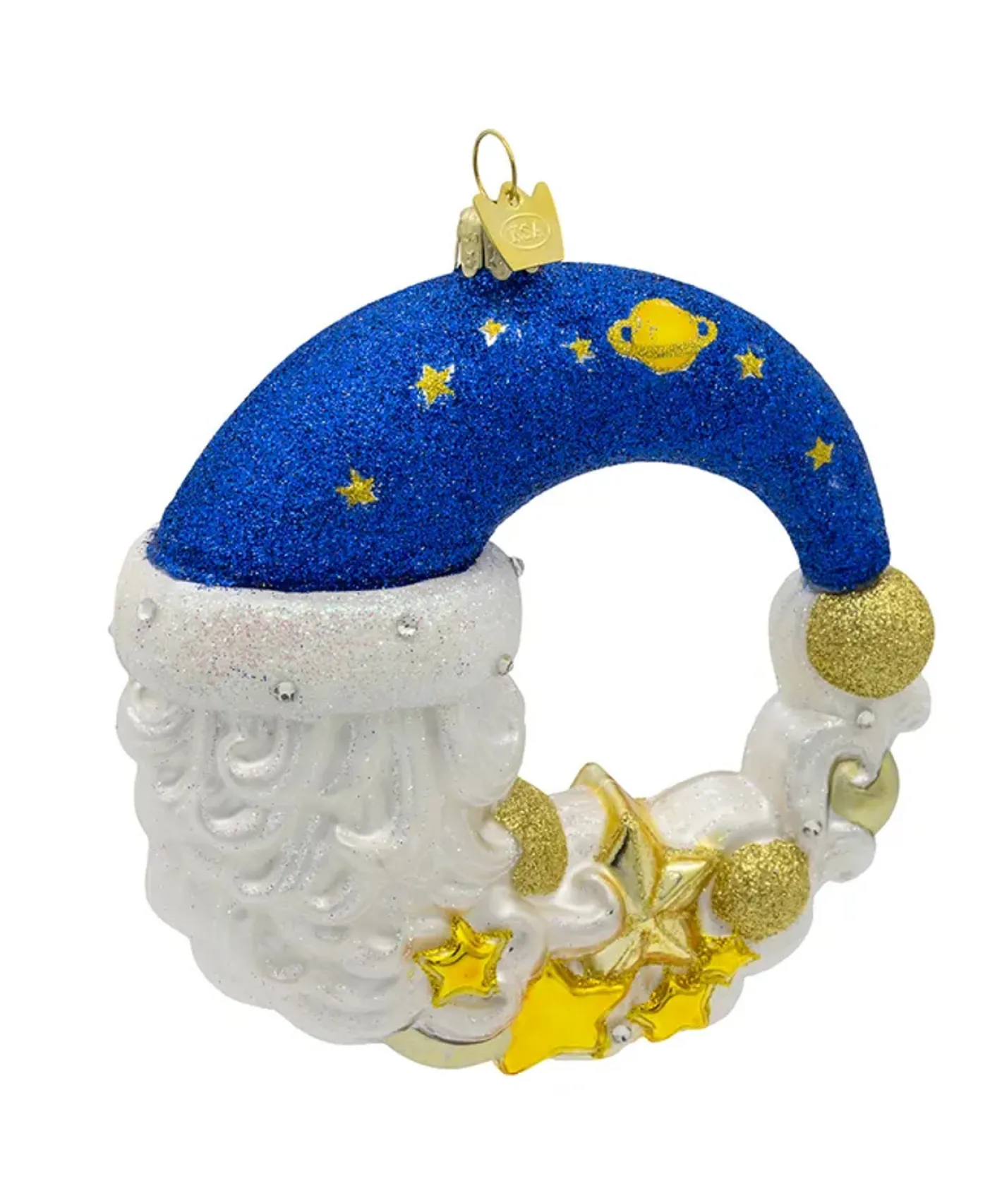 Kurt Adler 5" Bellissimo Moon Santa Glass Christmas Ornament BELL0036 Sale