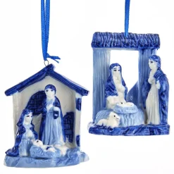 Kurt Adler 3" Blue Delft Porcelain Manger Christmas Ornament J7428 Discount
