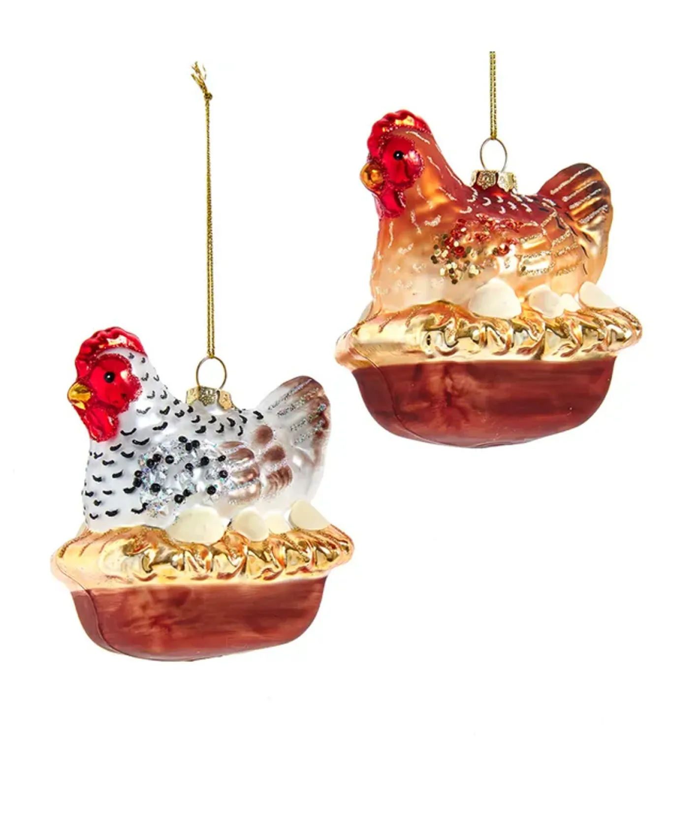 Kurt Adler 3.75" Chicken Glass Christmas Ornament T3834 Discount