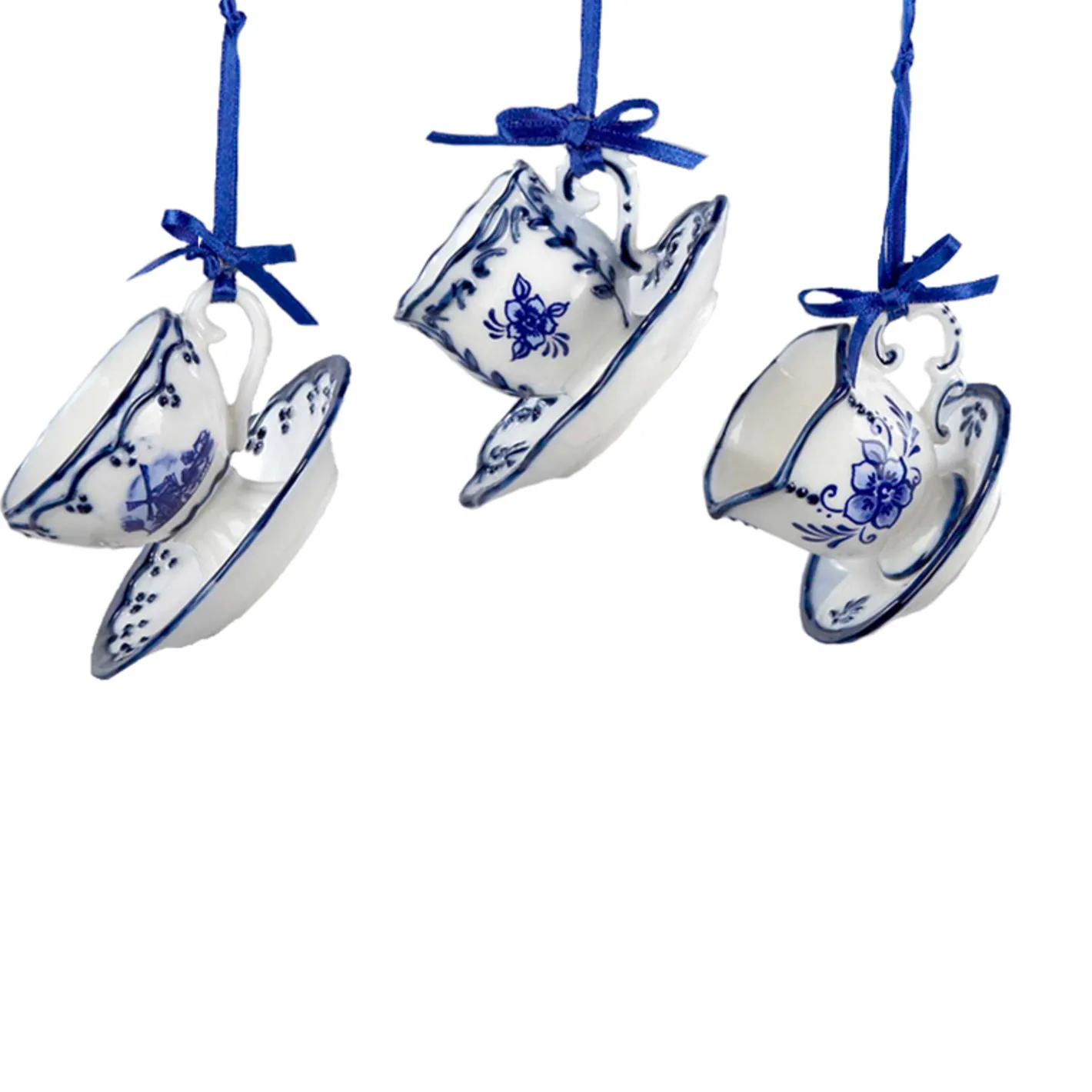 Kurt Adler 2" Delft Porcelain Cup and Saucer Ornament J0651 Discount