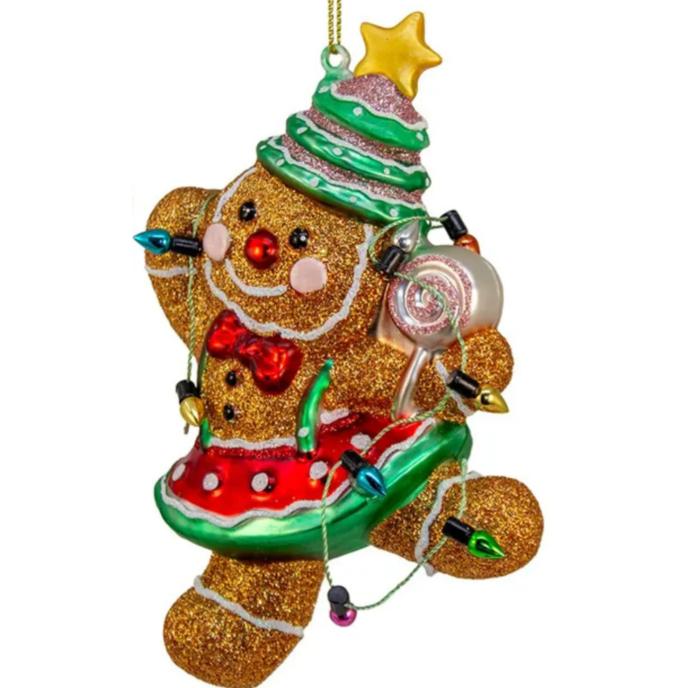 Kurt Adler 8" Gingerbread with Cake Glass Christmas Ornament TD1810 New
