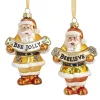 Kurt Adler 4.5" Gold and White Santa with Bee Banner Glass Christmas Ornament T2707 Online