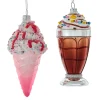 Kurt Adler 5.25" Ice Cream or Soda Float Glass Christmas Ornaments T3585 Clearance