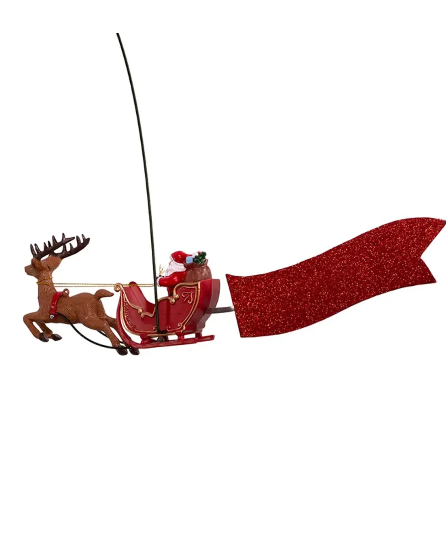Kurt Adler 19.7" Lighted LED Star With Rotating Santa and Sleigh Christmas Tree Topper AD3001 Sale