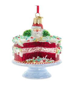 Kurt Adler 3.75" Noble Gems Glass Red Velvet Cake With Stand Glass Christmas Ornament NB1847