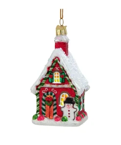 Kurt Adler 4.25" Noble Gems Red Gingerbread House Glass Christmas Ornament NBX0130 Discount