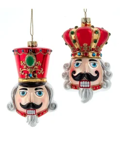 Kurt Adler 4.5" Nutcracker or King Head Glass Christmas Ornament C6422 Clearance