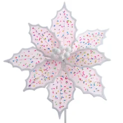 Kurt Adler 14" Pink Frosted Poinsettia Christmas Tree Pick C0293 Online