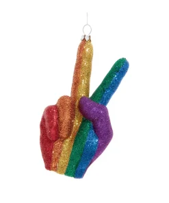 Kurt Adler 5.75" Pride Peace Hand Glass Christmas Ornament T3715 Hot