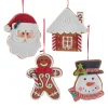 Kurt Adler 4.85" Set of 4 Claydough Cookie Christmas Ornament D4156 Clearance