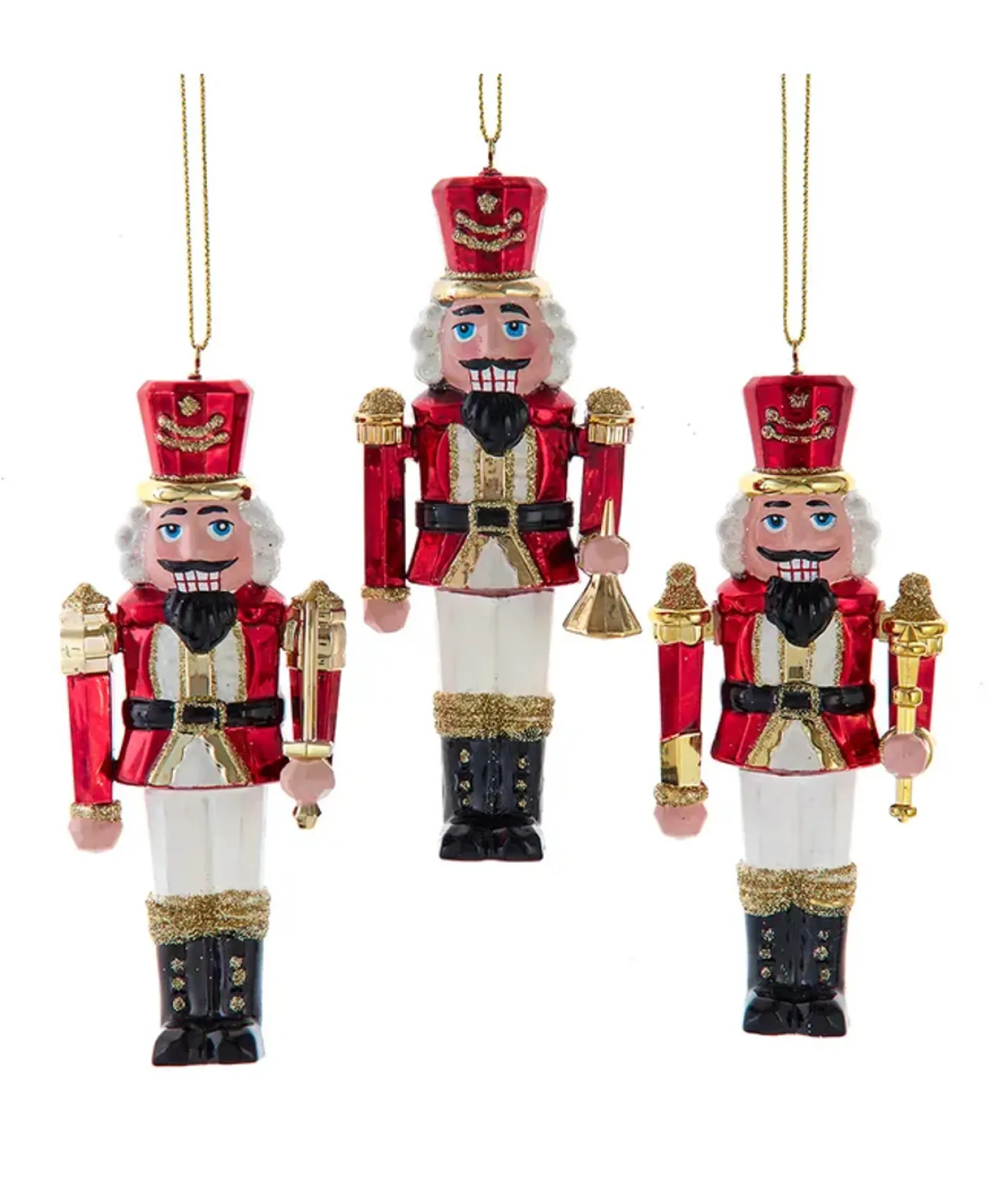 Kurt Adler 4.5" Set of 3 Red and Gold Nutcracker Christmas Ornament D4706 Online