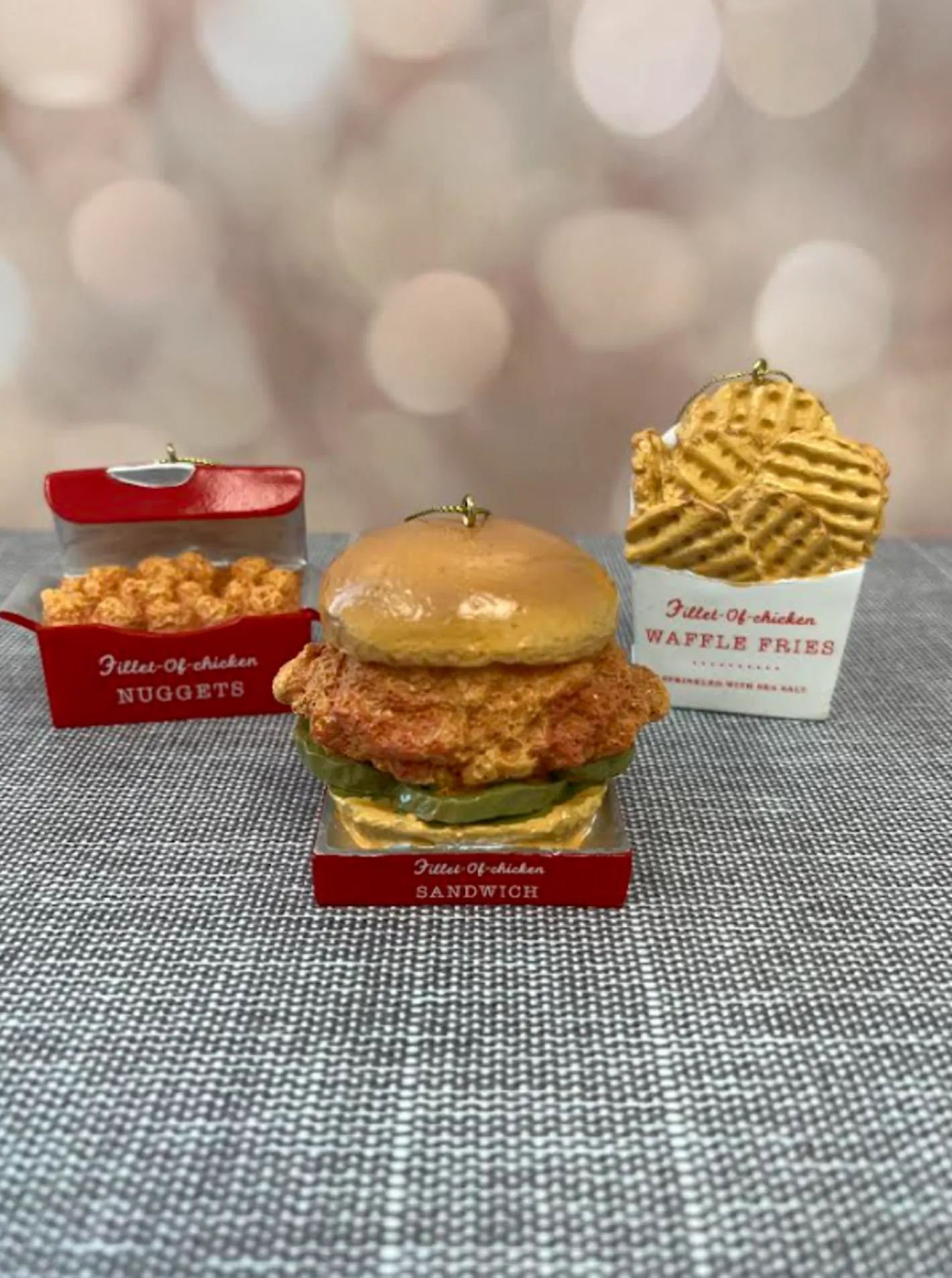 Kurt Adler Fast Food Chicken Sandwich, Nuggets and Fries Christmas Ornament A2442 New