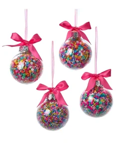 Kurt Adler 60MM Set of 4 Bubblegum Balls With Sprinkles Christmas Ornaments D4419 Clearance
