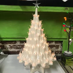 Handmade Ceramics Large Lighted White Ceramic Ice Christmas Tree 23" Hot