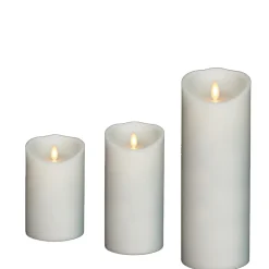 Liown 3.5" x 5", 7", or 9" Moving Flame White Unscented Pillar Battery Candle Clearance