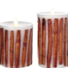Liown 3.5" x 5" or 7" Moving Flame Cinnamon Stick Pillar Candle Hot