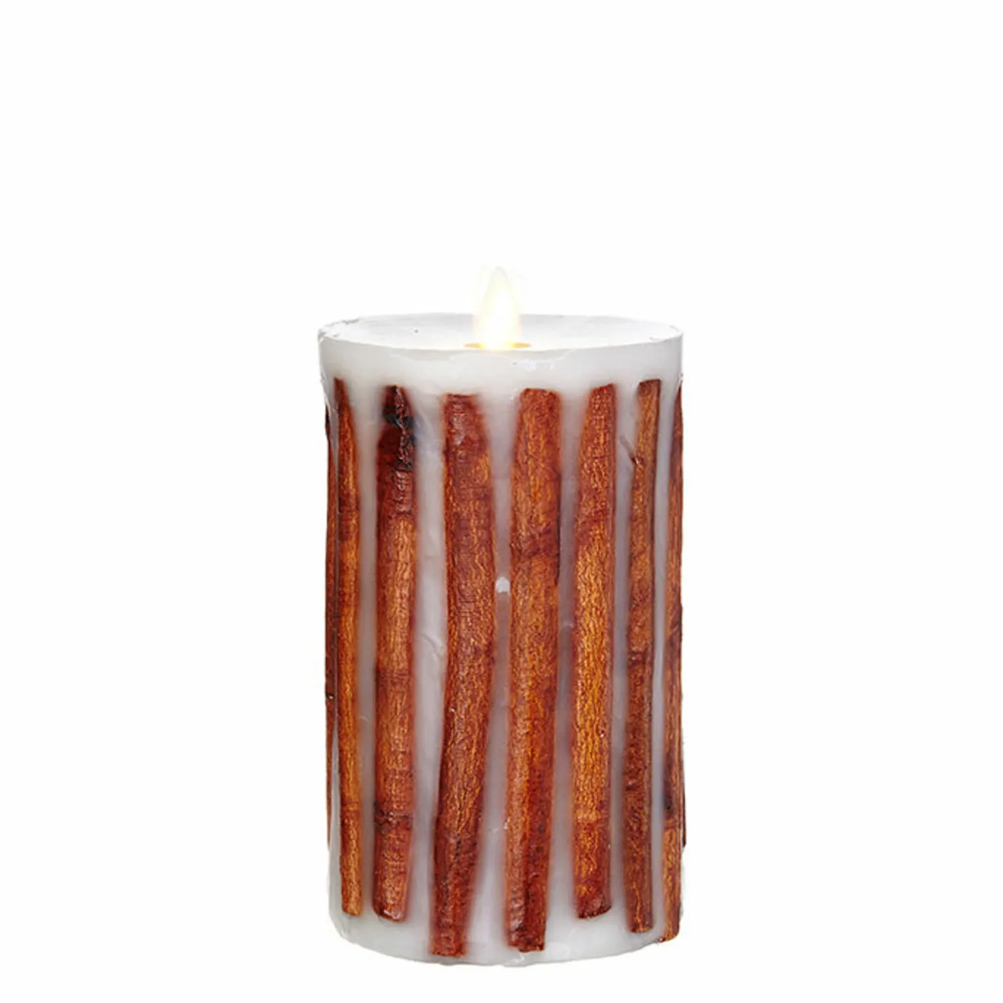 Liown 3.5" x 5" or 7" Moving Flame Cinnamon Stick Pillar Candle Hot