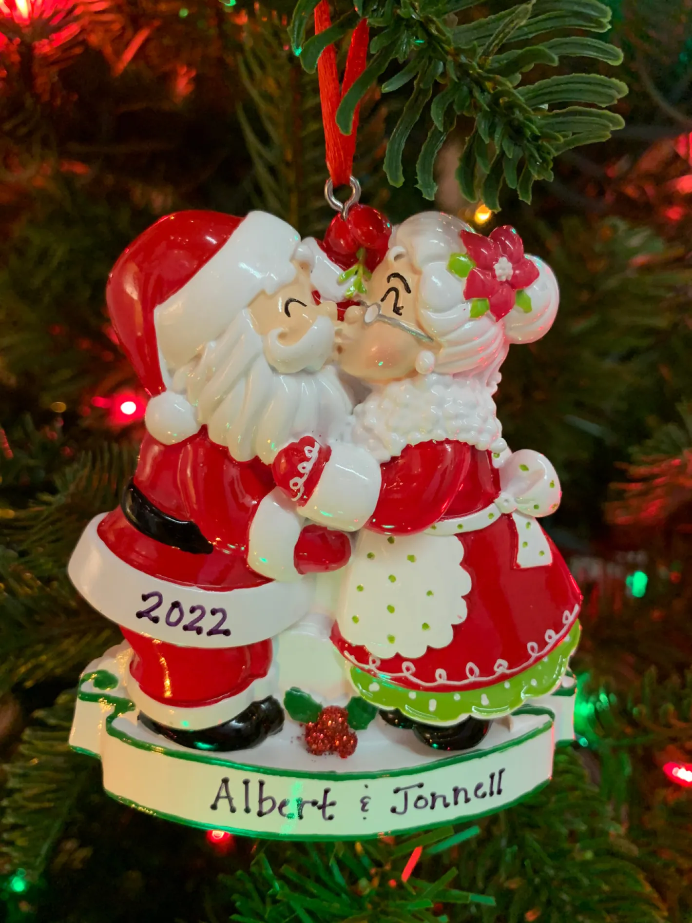 Polar X Mr. and Mrs. Claus Kissing Personalized Christmas Ornament OR2391 Outlet
