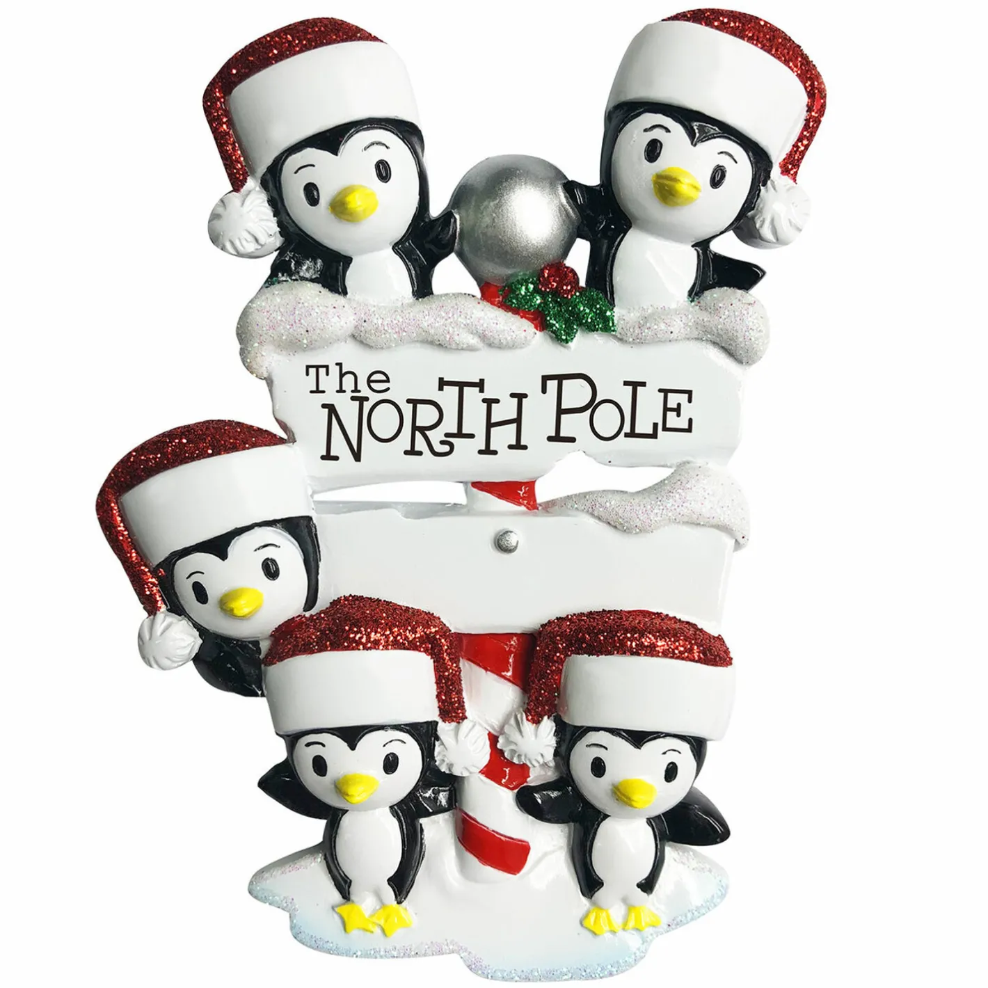 Polar X Penguin Family of 5 at The North Pole Personalized Christmas Ornament OR1739-5 New