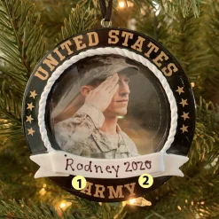 Polar X Personalized Black Army Frame Christmas Ornament Outlet