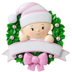 Polar X Pink Baby Girl in Wreath Personalized Christmas Ornament OR1746-P Online