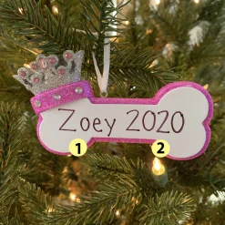 Polar X Pink Dog Bone with Princess Crown Personalized Christmas Ornament Outlet
