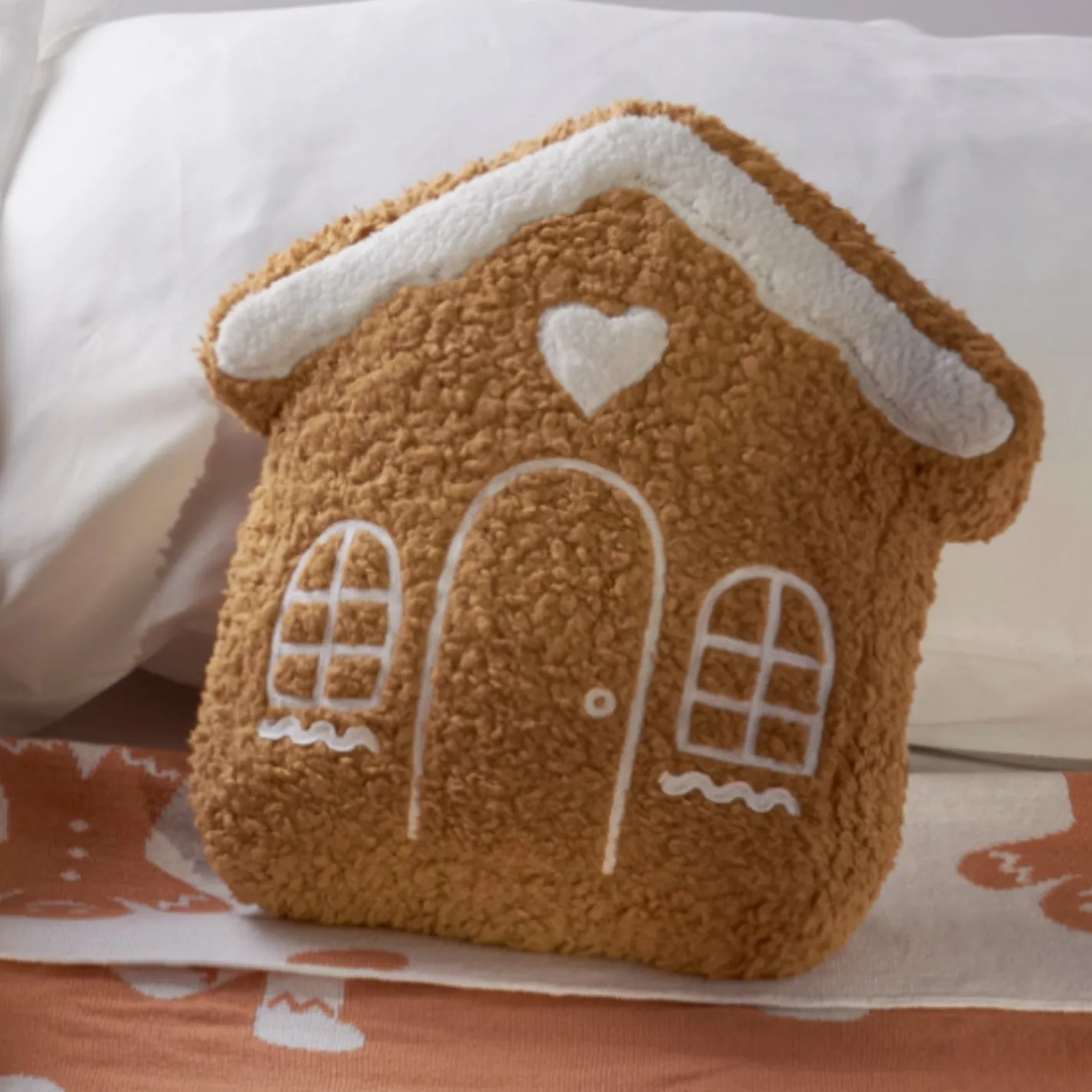 Primitives By Kathy 12" Gingerbread House Shaped Christmas Pillow 119009 Discount