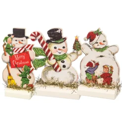 Primitives By Kathy Set of 3 Retro Snowmen Stand Up Christmas Figures 32297 Hot