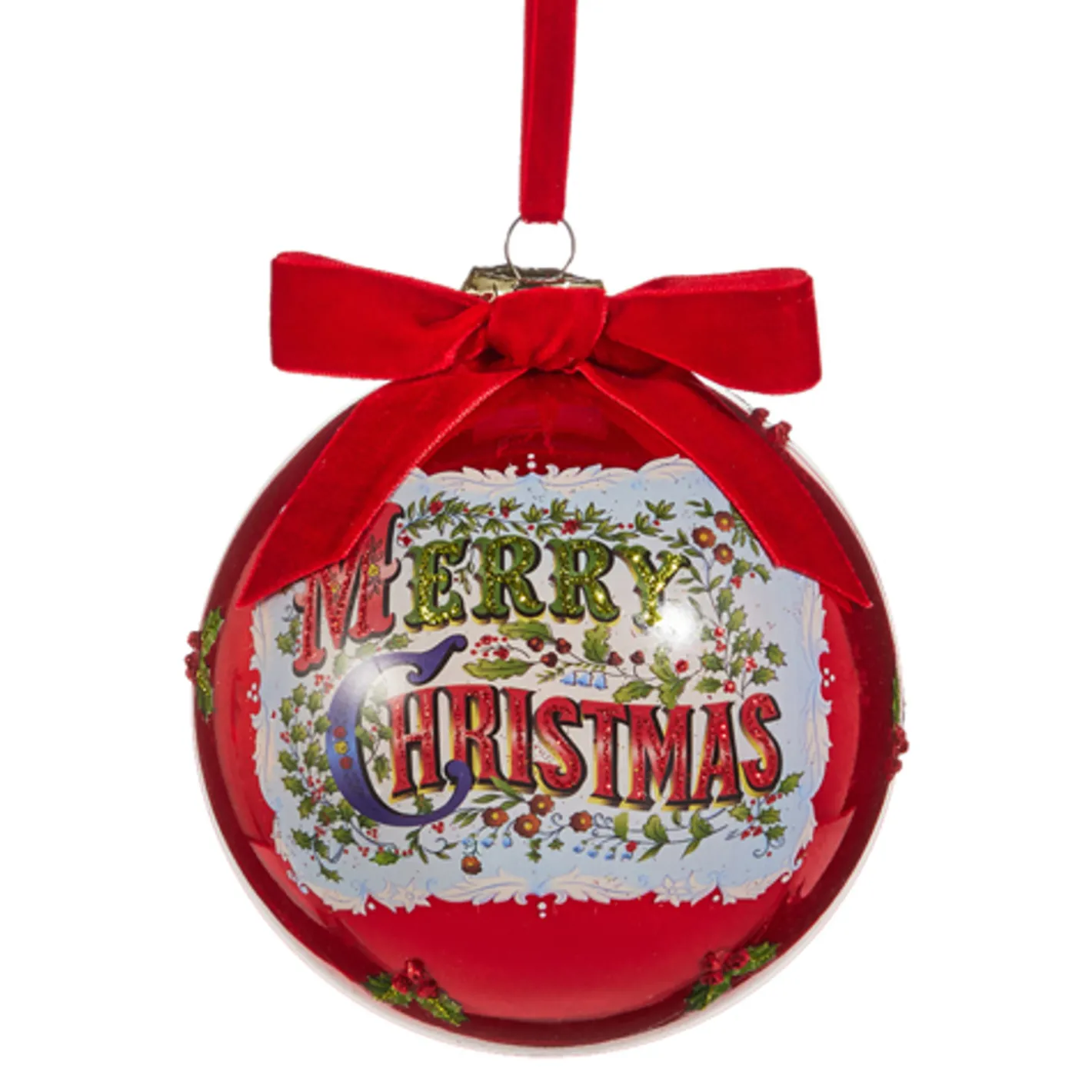 Raz Imports Raz 5" Antique Merry Christmas Ball Glass Christmas Ornament 4524814 Best
